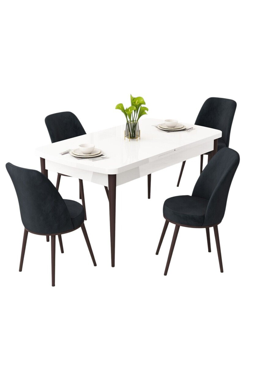 Set masa extensibila si scaune (5 piese), Hanah Home, Rax, Alb / Maro / Antracit — imaginea 2