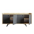 Consola, Mod Design, Piran, 150x75x40 cm, Antracit / Stejar