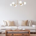 Lustra, Damar - 6322, Opviq, 100 x 58 x 48 cm, 6 x E27, 40W, galben/alb