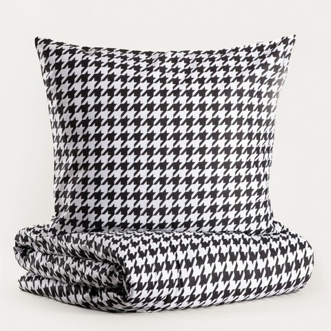Lenjerie de pat King Size, Rebeka, Homla, 3 piese, 200x220 cm, bumbac, alb/negru