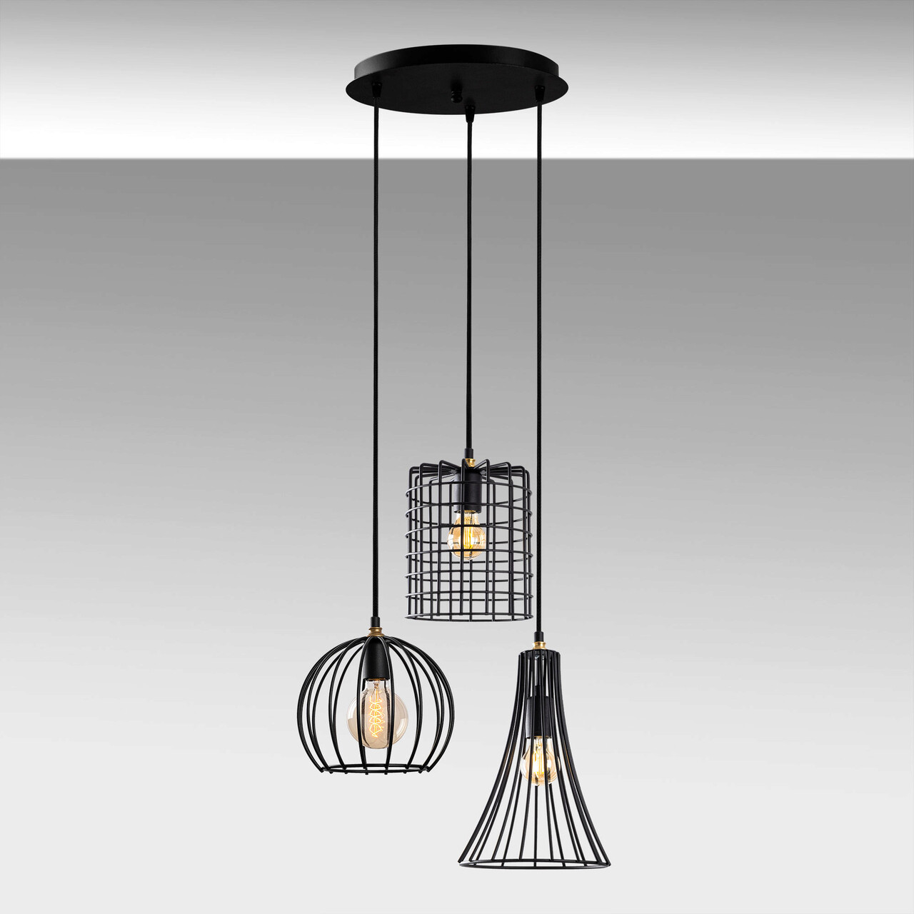 Lustra, Fulgor, 942FLG1250, Metal, Negru/Maro antic - 2 | YEO