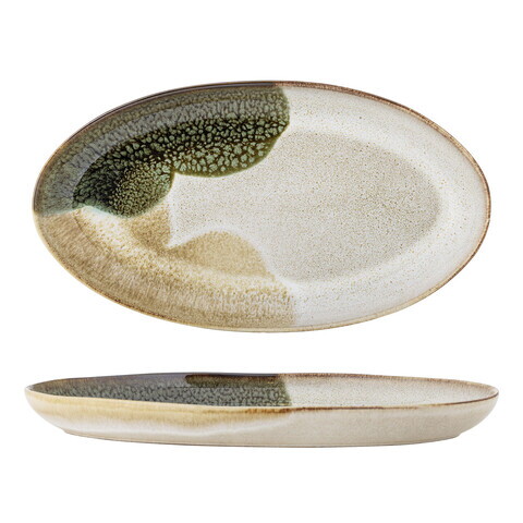 Platou pentru servire, Bloomingville, Jules, 33.5x18.5x3.5 cm, ceramica, verde