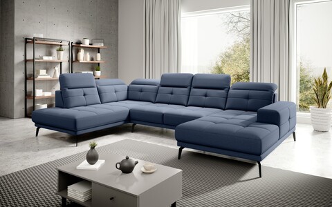 Coltar stanga 6 locuri ELTAP, LT-40GO, Bretan, 350x205x107 cm, lemn/poliester, albastru
