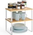 Set 2 suporturi pentru condimente Songmics Spice, 29.7 x 19.5 x 15.5 cm, bambus/otel, natural/alb