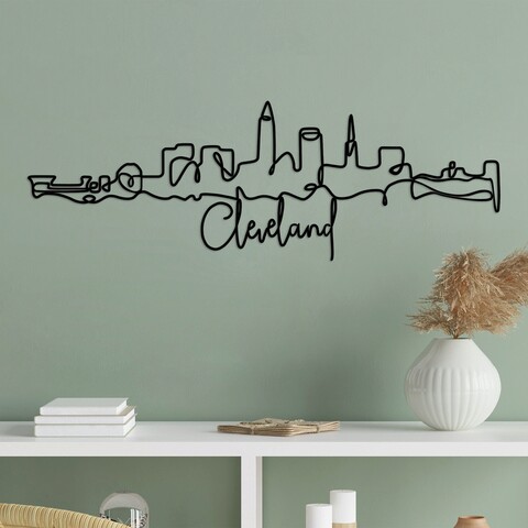 Decoratiune de perete, cleveland-2, metal, grosime: 2 mm, negru