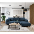 Coltar extensibil dreapta 4 locuri ELTAP, RT-40NU, Dalia, 289x190x95 cm, lemn/poliester, albastru inchis