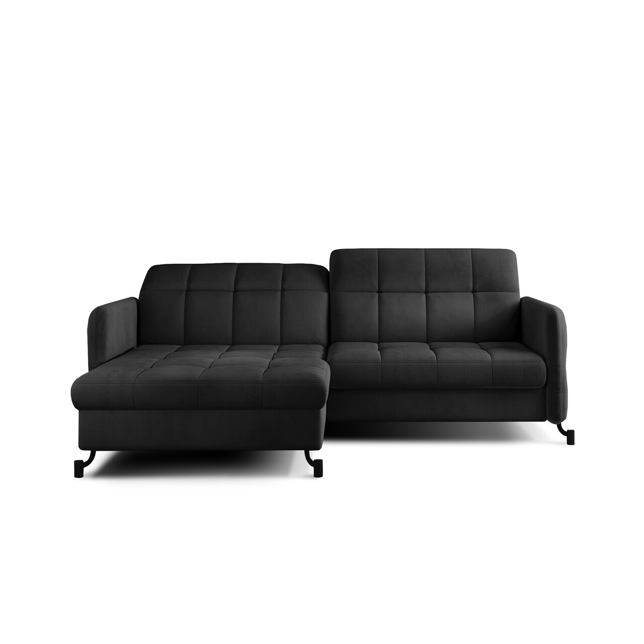 Set coltar extensibil stanga 3 locuri si taburet ELTAP, Lor_LP_05, Lorelle, 225x160x105 cm / 100x70x45 cm, lemn/poliester, gri inchis - view 2