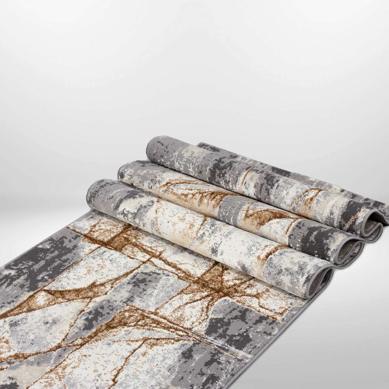 Covor, HE625, 80x300 cm, Poliester, Gri / Auriu - 1 | YEO