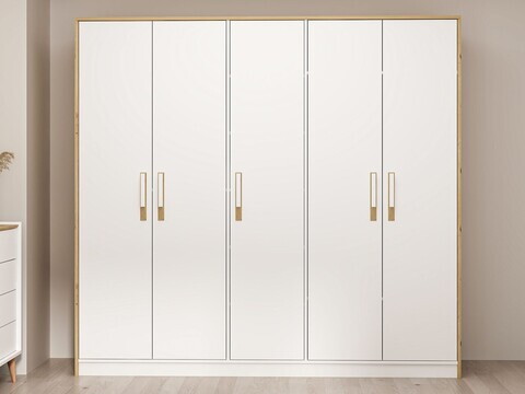 Dulap pentru haine, Hanah Home, Mitra, 225x210x60 cm, Alb / Artizanal