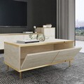 Masuta de cafea, Inarch, Imaj, Travertin / Auriu
