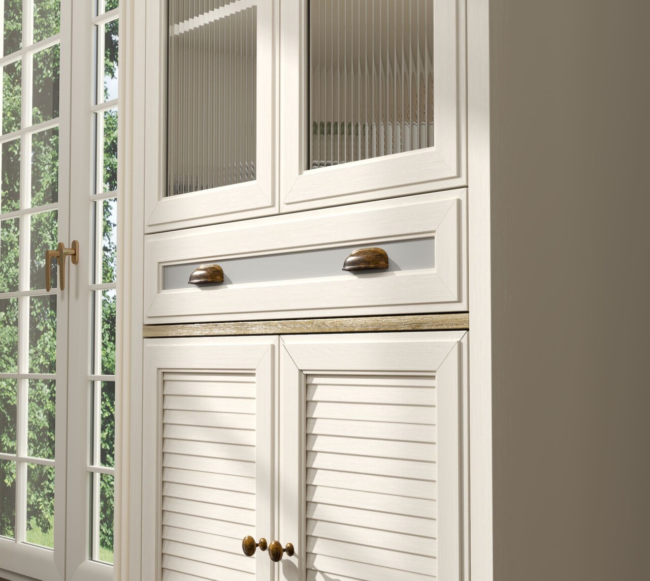 Dulap multifunctional, Hanah Home, FRN-21020, 88.4x194x44.2 cm, PAL, Crem / Stejar / Gri - view 4