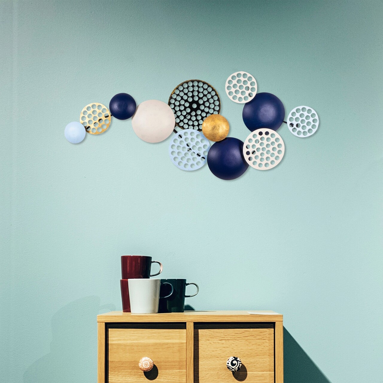 Decoratiune de perete, Aurora 2, Metal, 95 x 40 cm, Multicolor