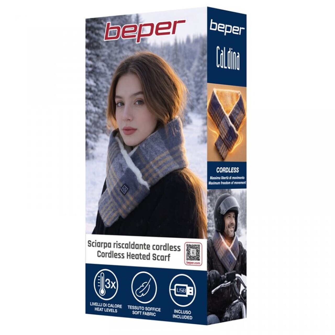 Fular incalzitor cu alimentare USB, Caldina, Beper, 10W, 85x10x1 cm, 3 niveluri de incalzire reglabile, multicolor — imaginea 7