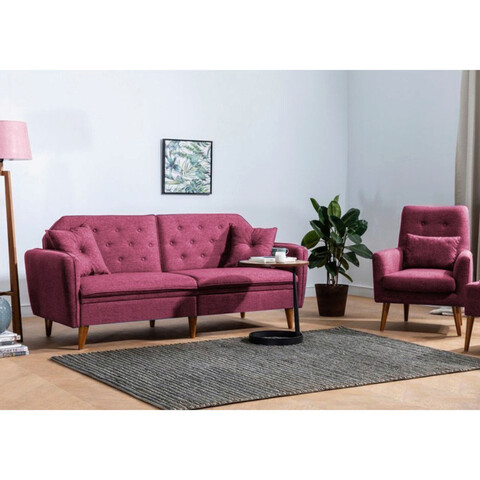 Set canapea extensibilă, unique design, 867unq1625, lemn de carpen, rosu claret