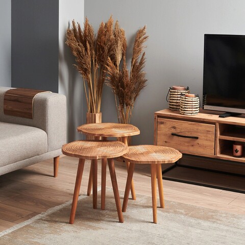 Set masute 3 piese, tuvalle, tuval 048, mdf , nuc
