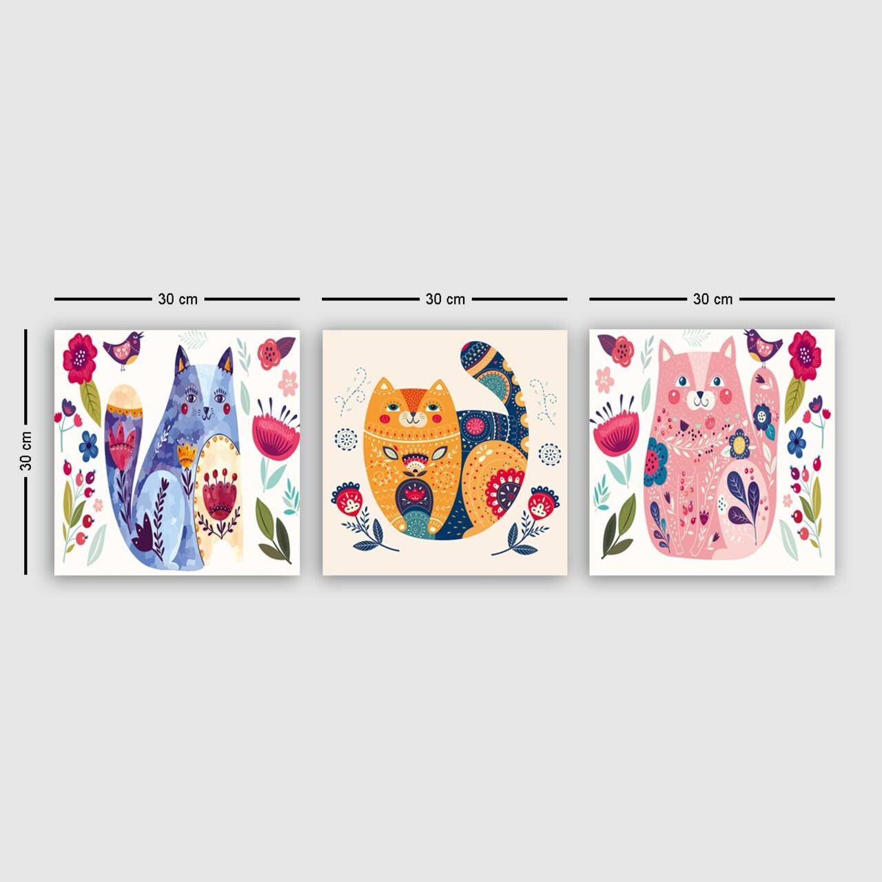 Set 3 tablouri decorative, P122440, Cadru: 100% LEMN (grosime: 3 cm), Multicolor - view 2