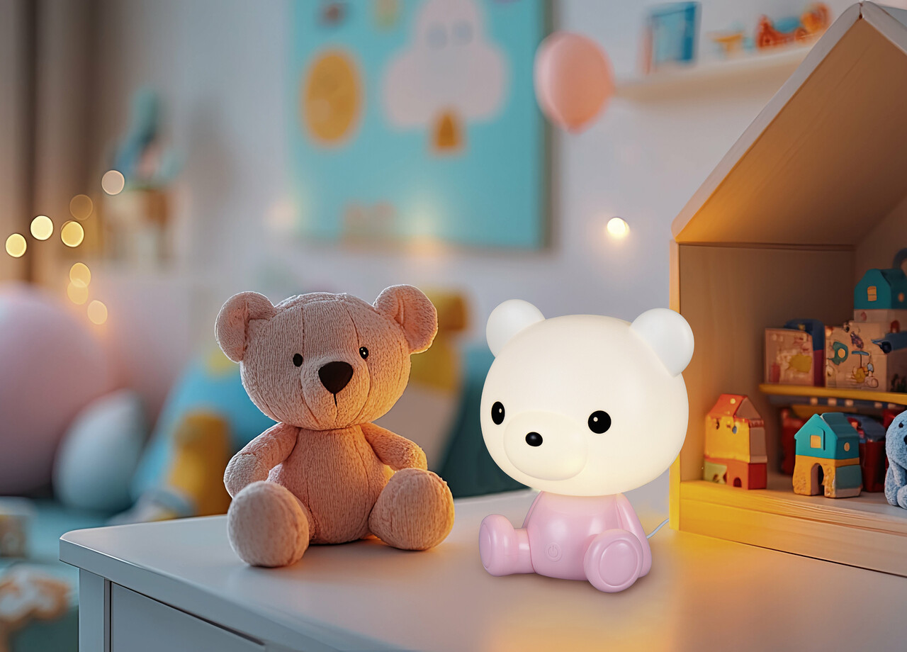 Lampa de masa Cutie, RL, 21x19x25.5 cm, 0.3W, 1x SMD, plastic, roz