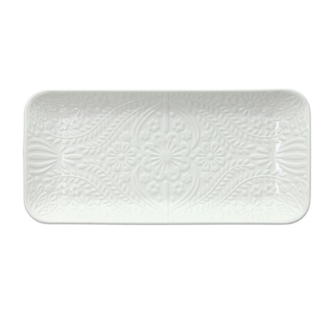 Platou Ornament, Tognana Porcellane, 25x12 cm, portelan, alb