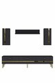 Comoda TV, Hanah Home, Ilay, 180x41x30 cm, Antracit / Aur