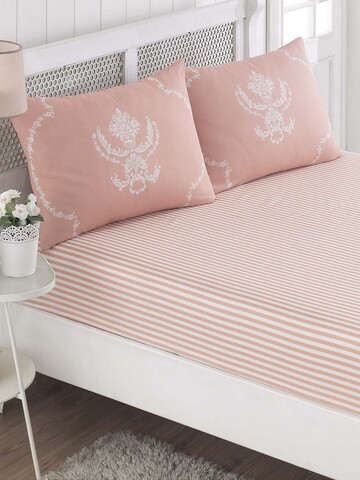 Set de pat dublu (cearceaf cu elastic si perne) 3 piese, Pure - Powder, EnLora Home, 65% bumbac/35% poliester