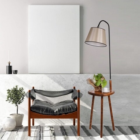 Lampadar cu masuta, Luin, 8272-4, E27, 60 W, metal/lemn/textil 8272-4