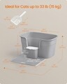 Litiera mare pentru pisici, Feandrea,  cu margini inalte, tava de colectare si spatula, 64x44x33 cm, plastic, gri