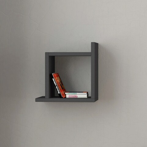 Raft de perete, decortie, kutu, 30x30x22 cm, antracit