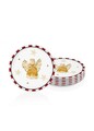 Set farfurii din ceramica pentru desert, Mia - Kitchenware, 280TMA1705, Ceramica , Dimensiune: 19 x 19 x 1 cm (6 bucăți), Alb / Roșu / Galben