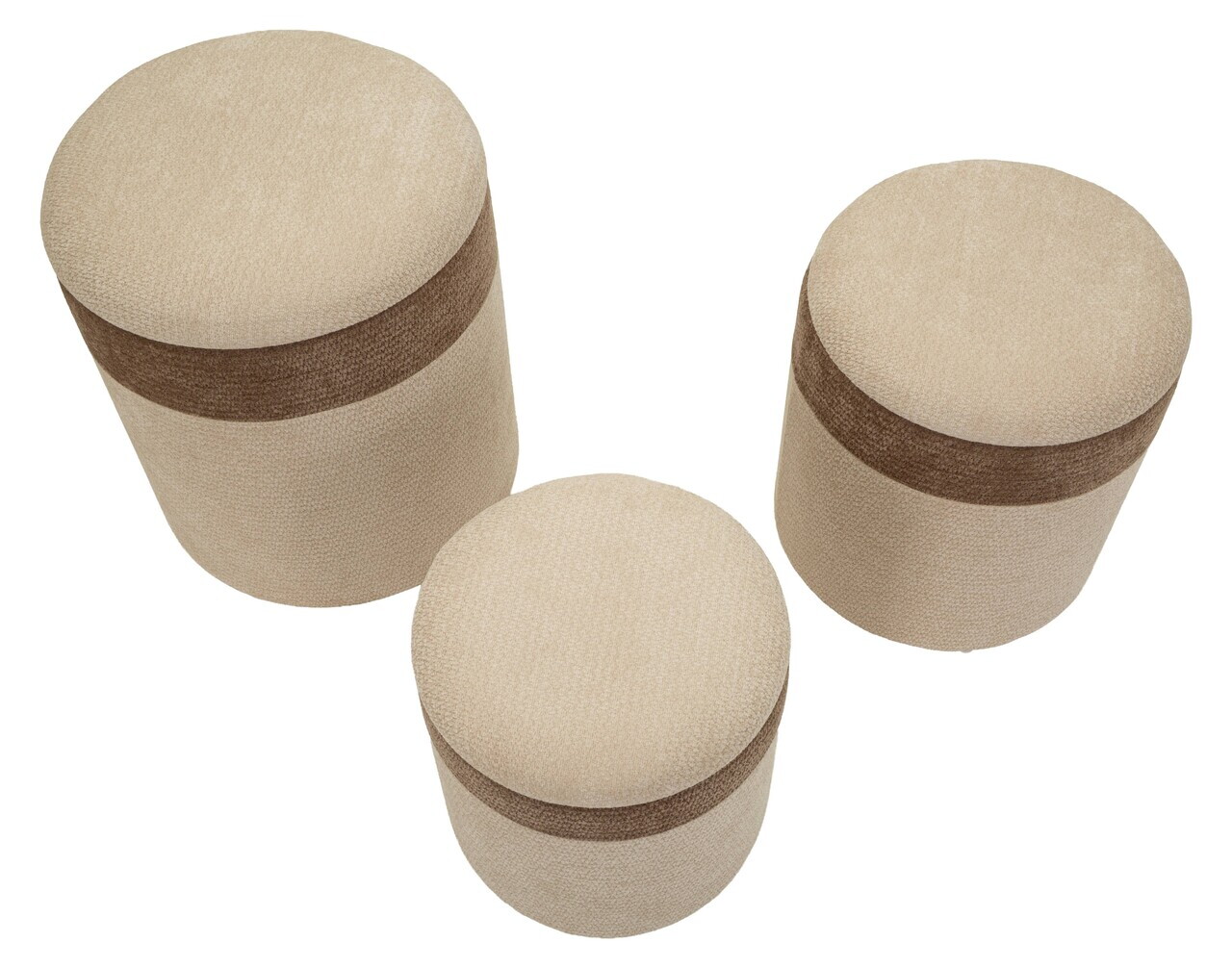 Set 3 taburete cu spatiu de depozitare, Mauro Ferretti, Nordic Style, 39x47 cm, poliester/MDF, maro — imaginea 7