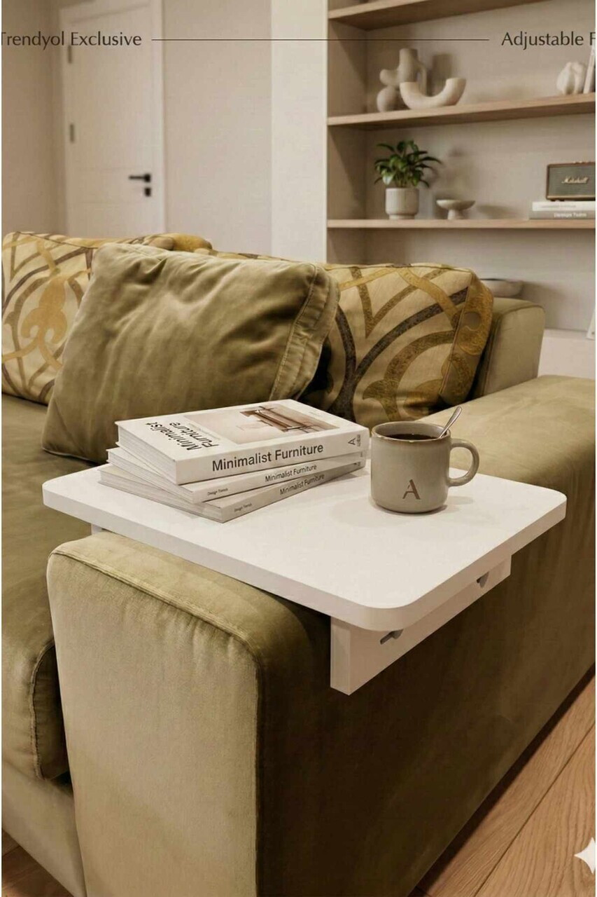 Masuta pentru cotiera canapea, Hanah Home, Ck33C, 40x10x30 cm, PAL, Alb — imaginea 2