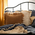 Lenjerie de pat King Size, Moises, Homla, 3 piese, 200x220 cm, bumbac, albastru/bej