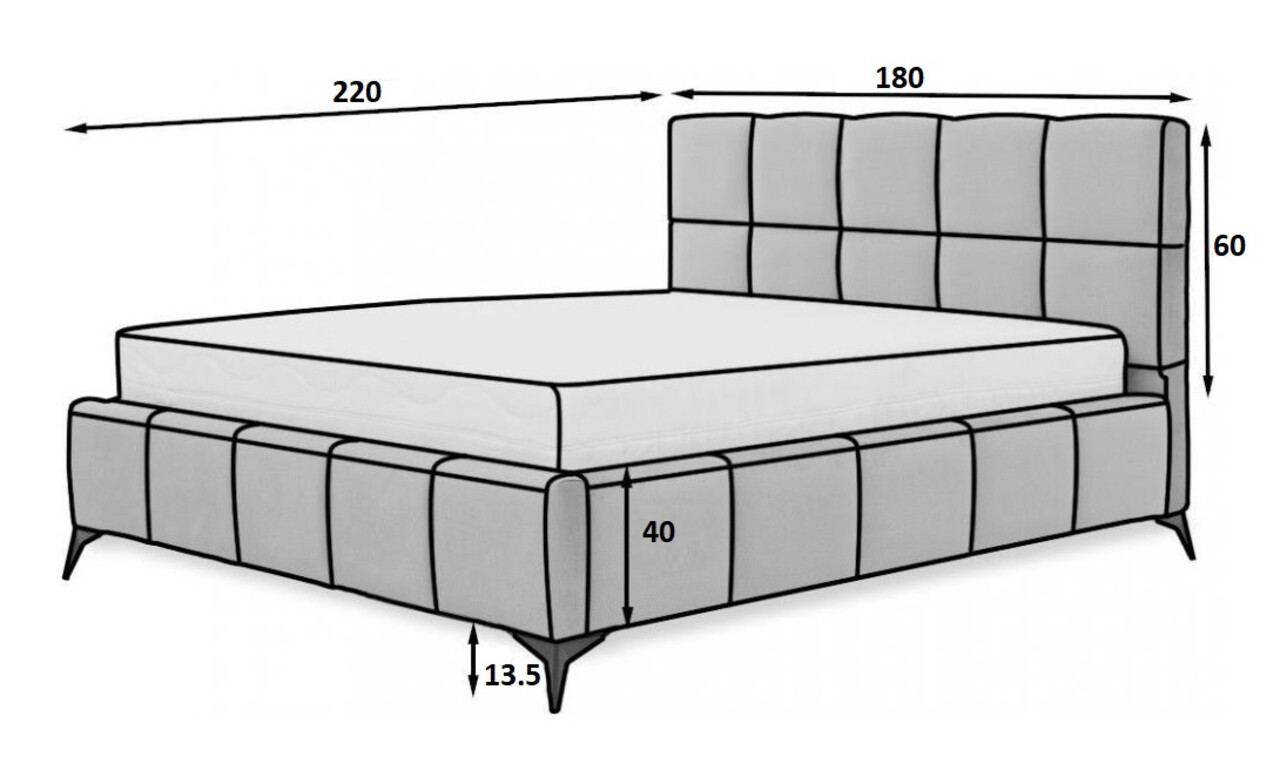Pat tapitat cu somiera si lada depozitare, 160x200 cm, ELTAP, BE-MIS-40LU, Mist, lemn/poliester, albastru inchis