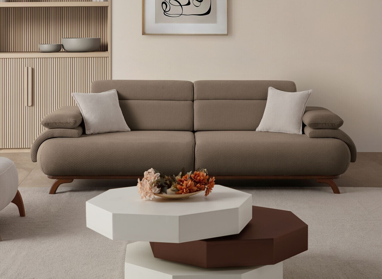 Canapea 3 locuri, Atelier del Sofa, 752EST1153, Lemn de carpen/PAL melaminat, Pământ - view 2