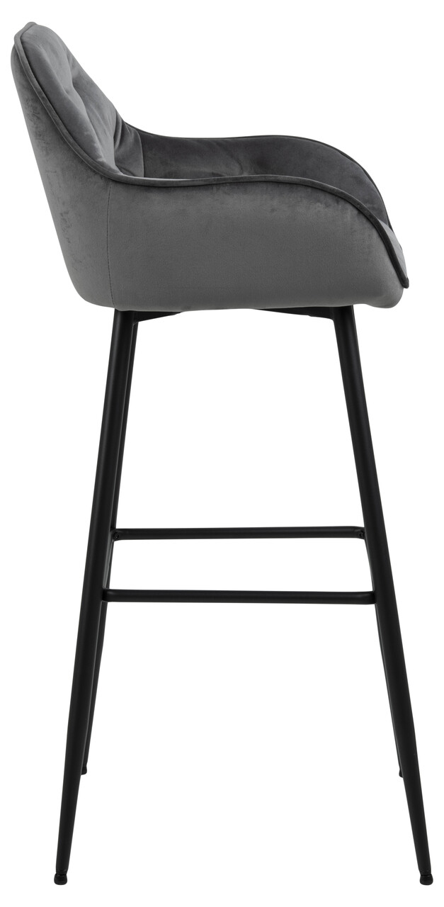 Scaun de bar Brooke, Actona, 52x53x104 cm, catifea/otel, gri inchis - view 8