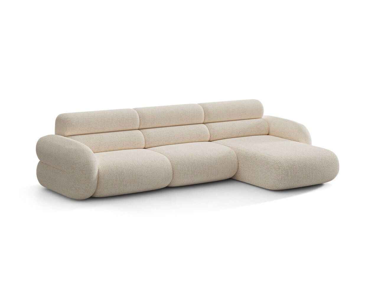 Coltar dreapta 4 locuri, Neo, Micadoni Home, 305x165x83 cm, tesatura Chenille Silencio, bej deschis — imaginea 6