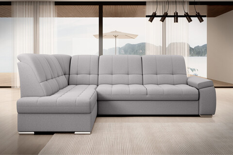 Coltar extensibil stanga 3 locuri ELTAP, LT-04GO, Sado, 272x192x95 cm, lemn/poliester, gri deschis