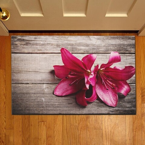 Covoras de intrare lily, casberg, 38x58 cm, poliester, roz/gri