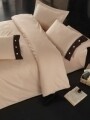 Lenjerie de pat dubla, 4 piese, 100% bumbac ranforce, Cotton Box, Plain Line Beige