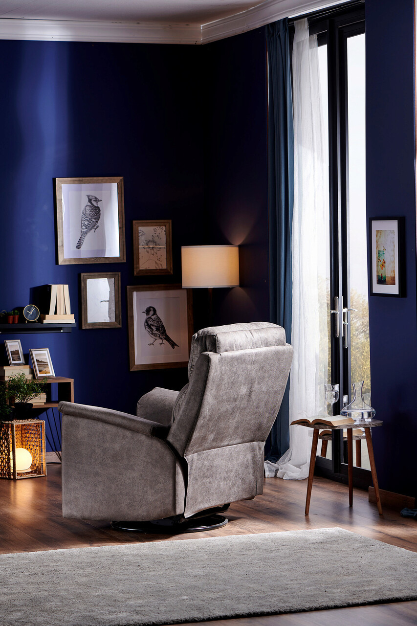 Fotoliu cu recliner, Niron, Joyful TV, 80x105x80 cm, Gri