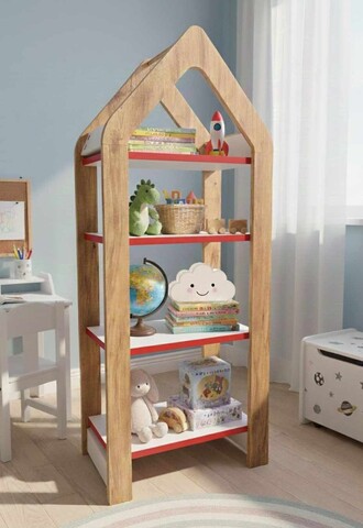 Raft universal, Hanah Home, Artmtkslhf4, 50x120x35 cm, Roșu / Nuc / Alb