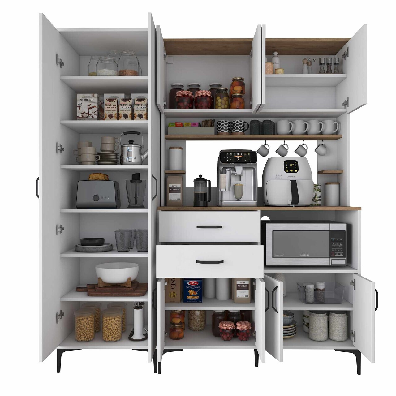 Dulap multifunctional, Hanah Home, JE270, 180x204.2x45 cm, Alb/Maro — imaginea 6