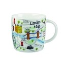 Cana in cutie cadou, London Maps, Churchill, portelan Fine China, 285 ml