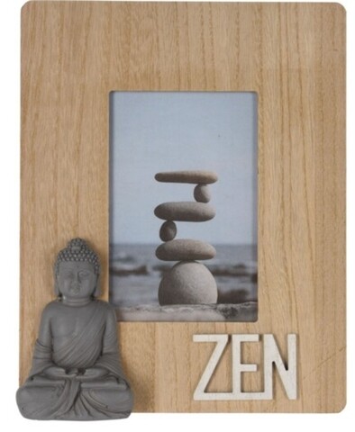 Poza Rama foto Buddha, 25x3.5x19.8 cm, lemn, natur/gri