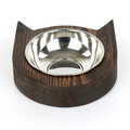 Bol pentru hrana animale de companie, Evila Originals, Pet011, 17x3.5x18 cm, Lemn, Maro