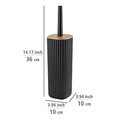 Perie pentru toaleta cu suport, Wenko, Rotello, 10 x 36 x 10 cm, plastic/bambus, negru/maro