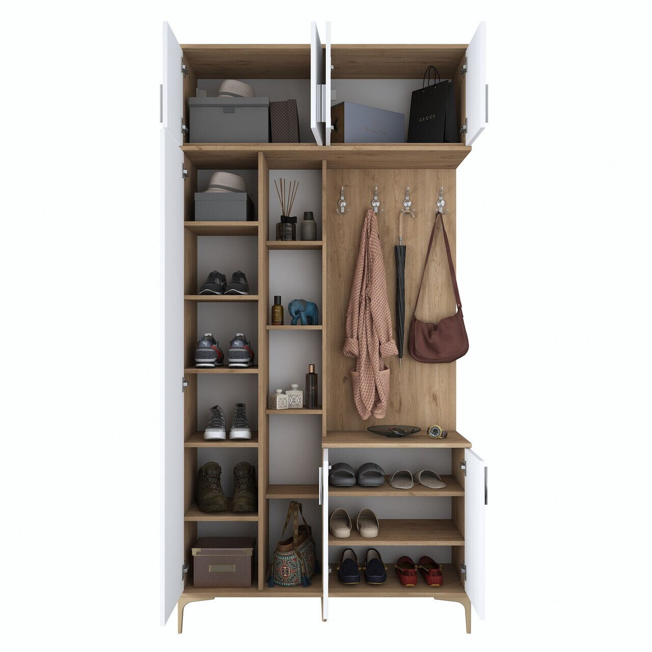 Cuier de perete, Hanah Home, EA120, 120x240x37.5 cm, PAL melaminat, Nuc/Alb - view 10
