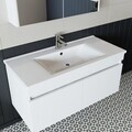 Dulap de baie cu chiuvetă, Hanah Home, 1053, 100x48x45.5 cm, MDF-LAM, Alb mat