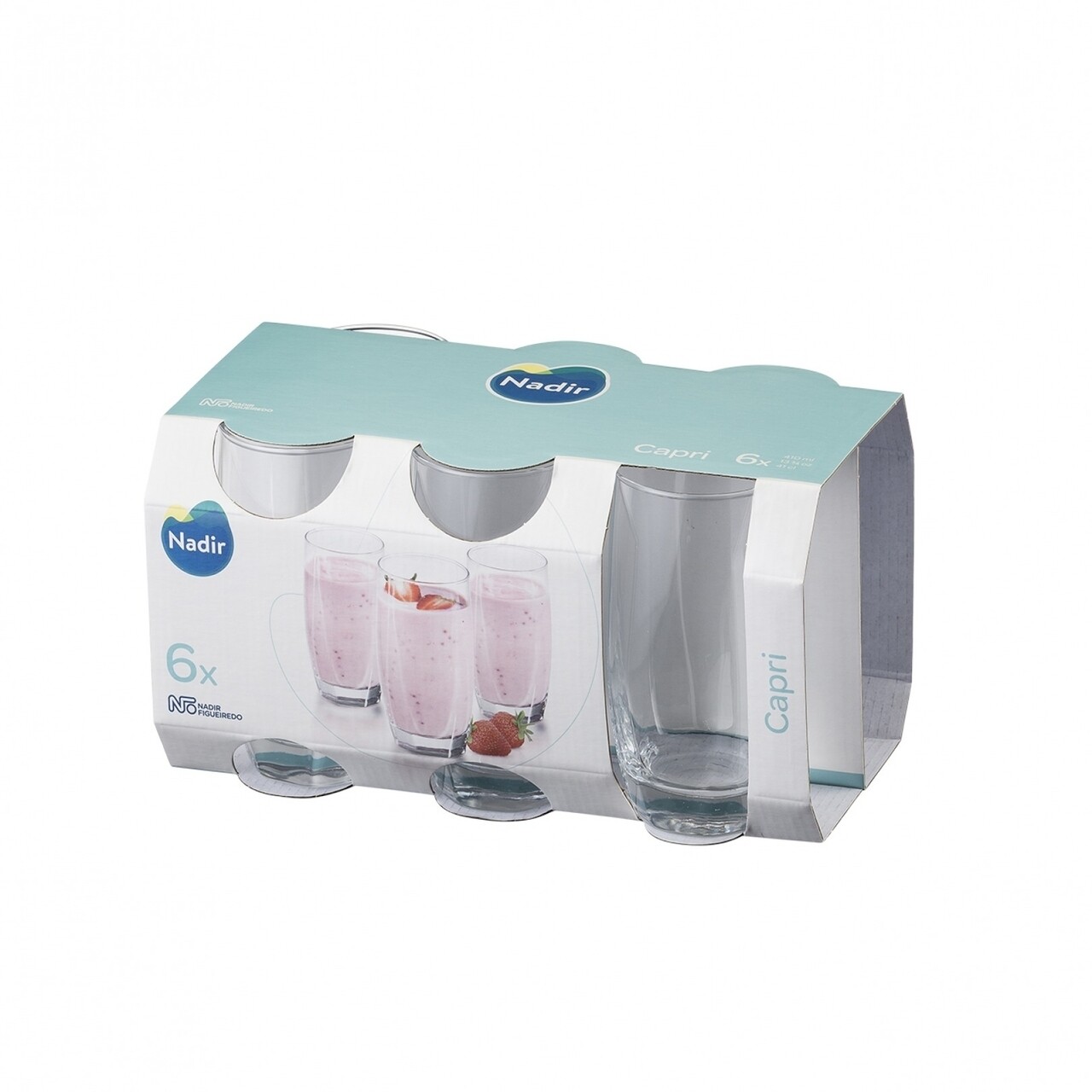 Set 6 Pahare Nadir Capri, Sticla Rezistenta, 410 Ml