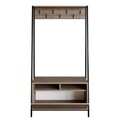 Cuier cu pantofar, Decorotika, Devin, 94 x 180 x 35.3 cm, pal melaminat, nuc/negru