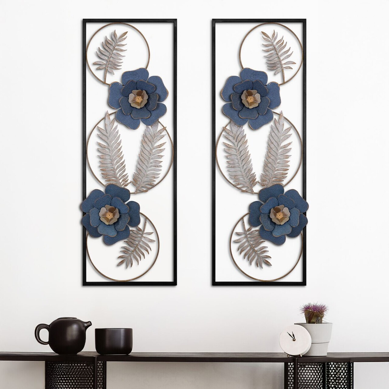 Set de accesorii decorative de perete din metal, Hulasa, Metal, Grosime: 0,6 mm, Multicolor